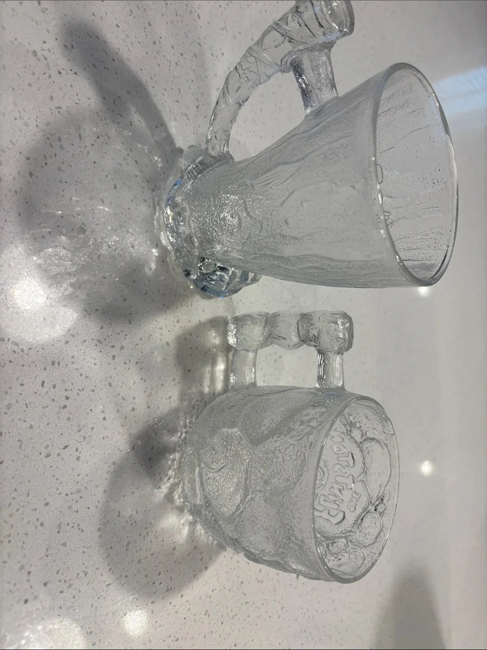 Vintage 1993 McDonald's Flintstones Glass Mugs Set of 2 Pre-Dawn & Mammoth